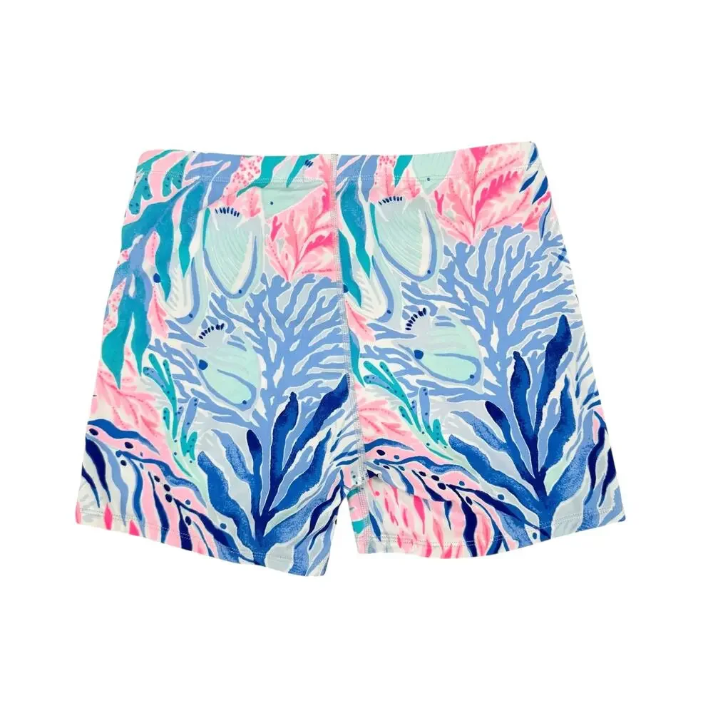 Lilly Pulitzer Pink Blue Coral Print Athletic Shorts